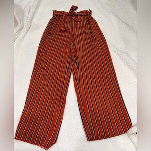 Zara Orange and Black Striped Pants